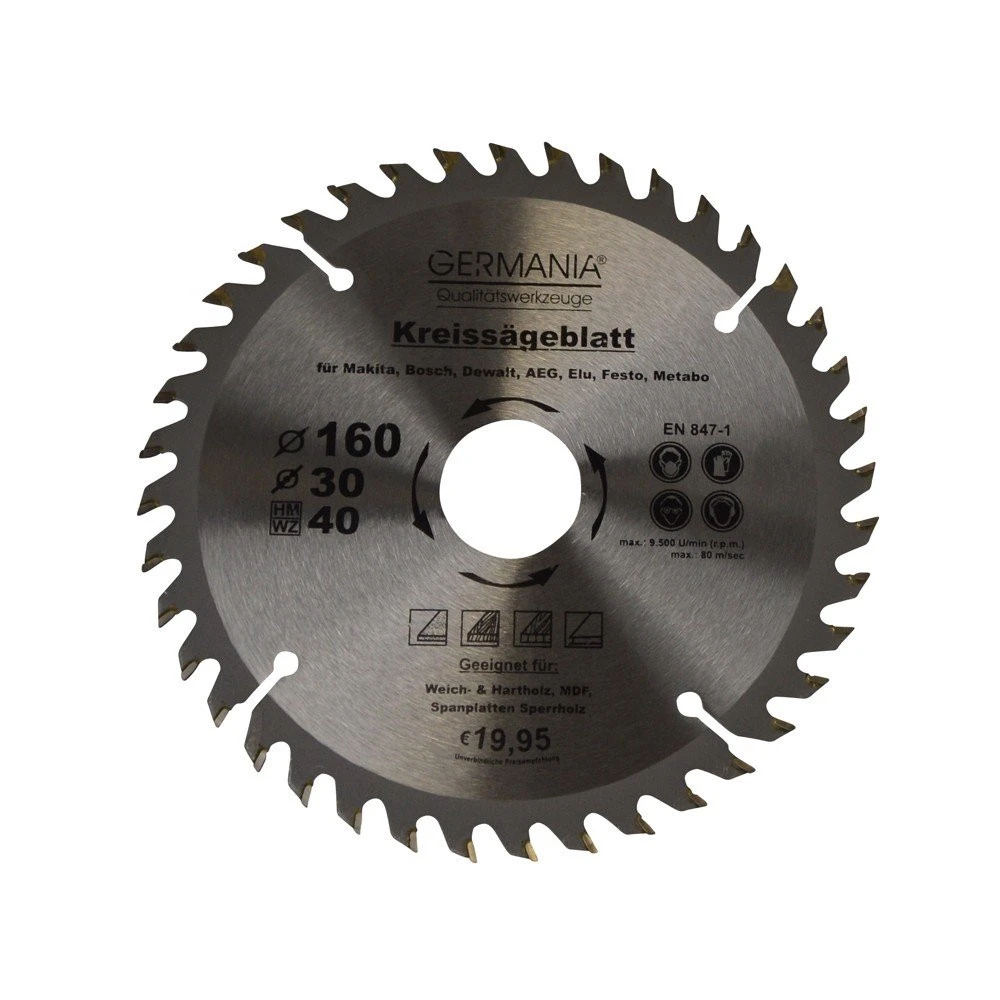 H.M. Holz-Sägeblatt Durchmesser Ø 160 Mm Mit 40 Zähne 1 H.M. Holz-Sägeblatt Durchmesser Ø 160 Mm Mit 40 Zähne