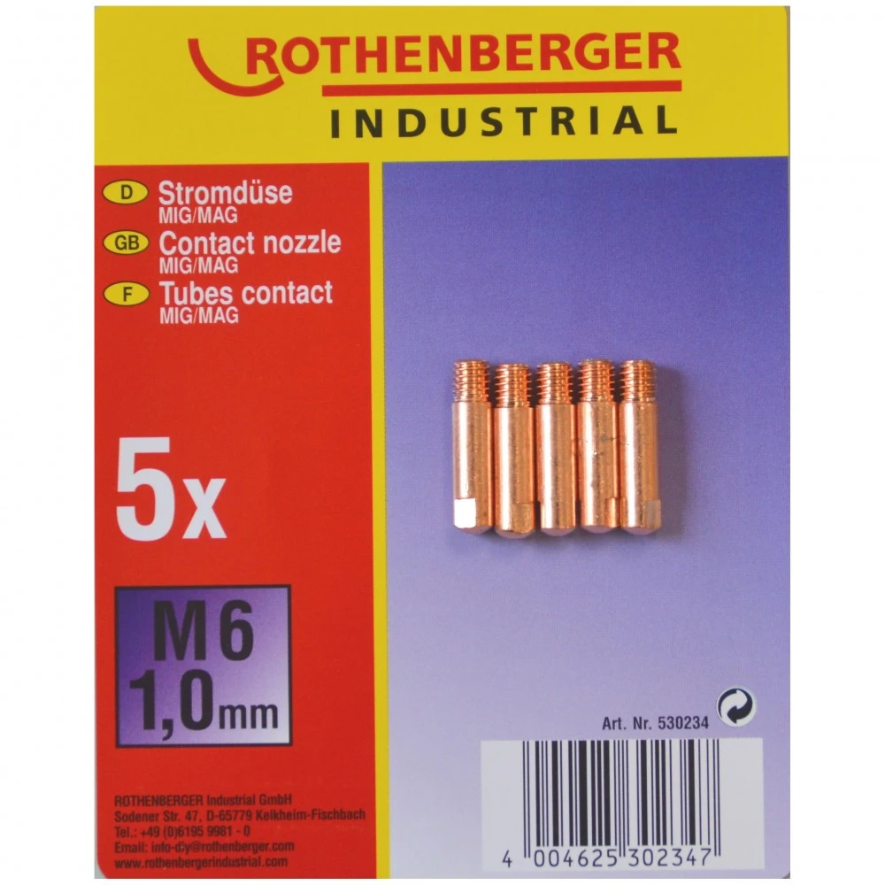 Rothenberger Stromdüse 5 Stück M6 1,0 Mm Schweißgerät 2 Rothenberger Stromdüse 5 Stück M6 1,0 Mm Schweißgerät – Bild 2