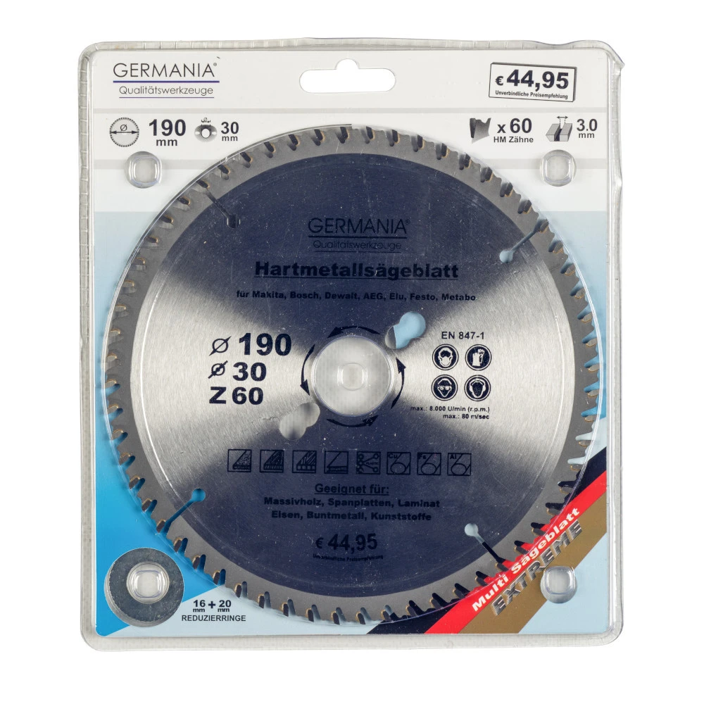 GERMANIA HM Multifunktionssägeblatt Ø 190 Mm Mit 60 Zähnen 2 GERMANIA HM Multifunktionssägeblatt Ø 190 Mm Mit 60 Zähnen – Bild 2