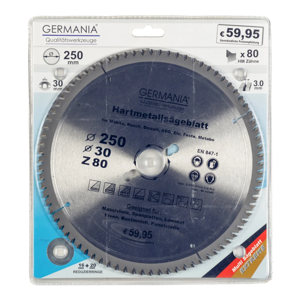 GERMANIA HM Multifunktionssägeblatt Ø 250 Mm Mit 80 Zähnen 2 GERMANIA HM Multifunktionssägeblatt Ø 250 Mm Mit 80 Zähnen – Bild 2