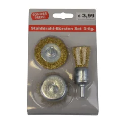 Stahldraht-Bürsten Set 3-teilig
