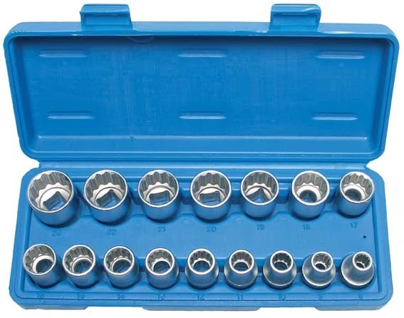 Steckschlüssel-Einsätze 1/2" 8-24mm 12-kant 16-teilig 1 Steckschlüssel-Einsätze 1/2" 8-24mm 12-kant 16-teilig