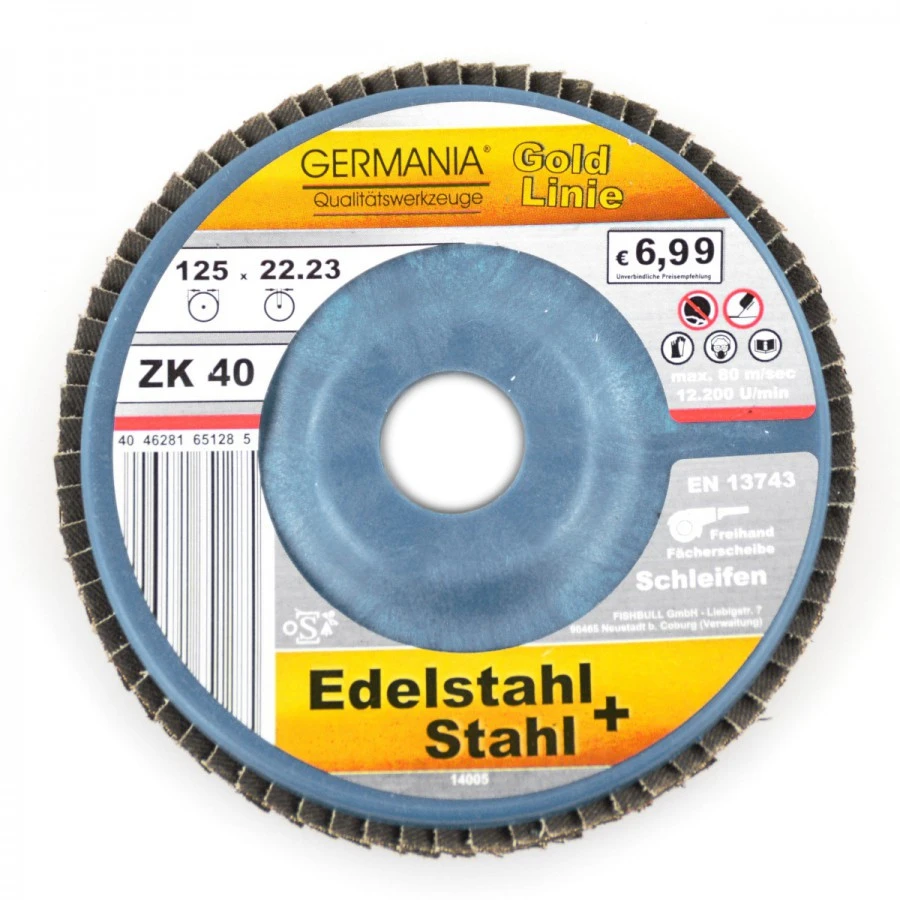 Fächerscheibe 125x22,23 ZK40 Edelstahl Stahl Schleifscheibe Lamellenscheibe 1 Fächerscheibe 125x22,23 ZK40 Edelstahl Stahl Schleifscheibe Lamellenscheibe