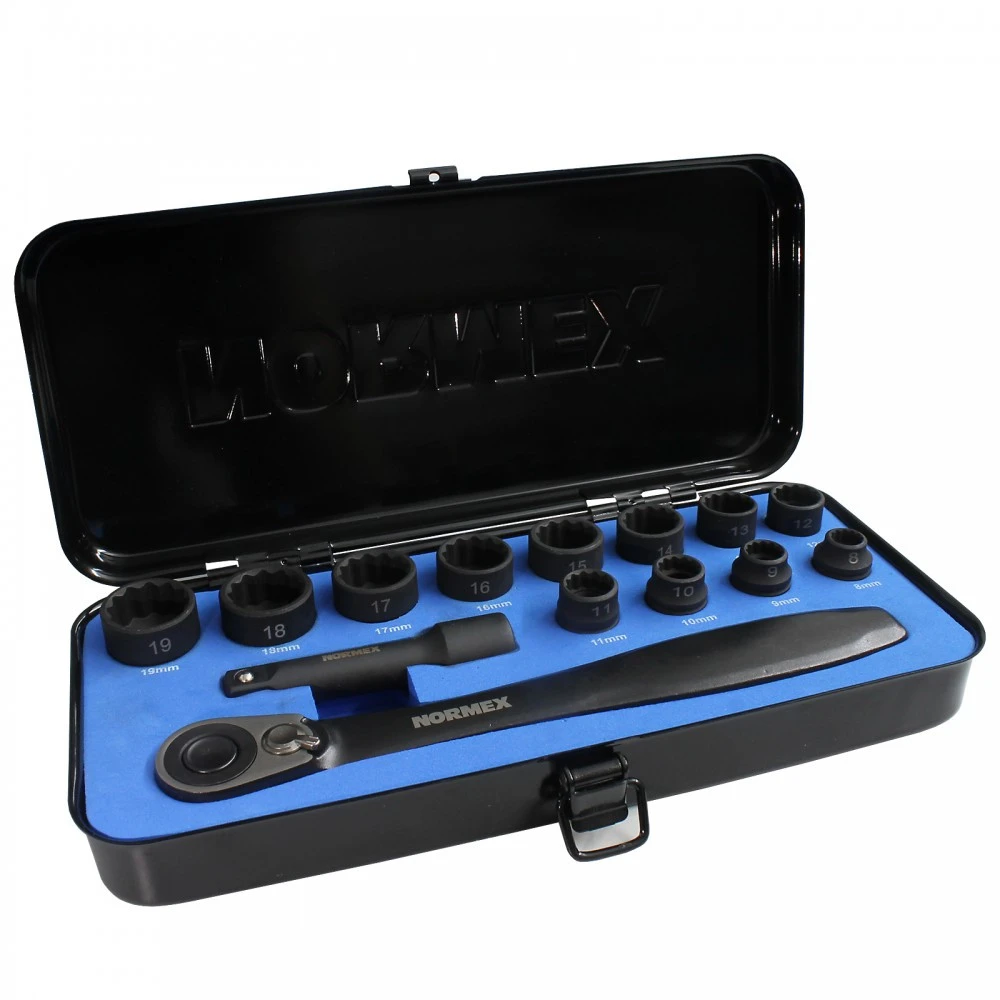 Profi Kompakt-Steckschlüssel-Satz 3/8" 14-teilig Mit Metallkassette 1 Profi Kompakt-Steckschlüssel-Satz 3/8" 14-teilig Mit Metallkassette