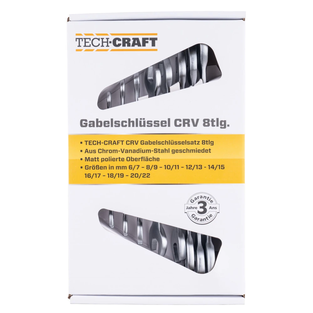 Doppel-Gabelschlüssel Set 8-teilig Aus CV-Stahl 1 Doppel-Gabelschlüssel Set 8-teilig Aus CV-Stahl