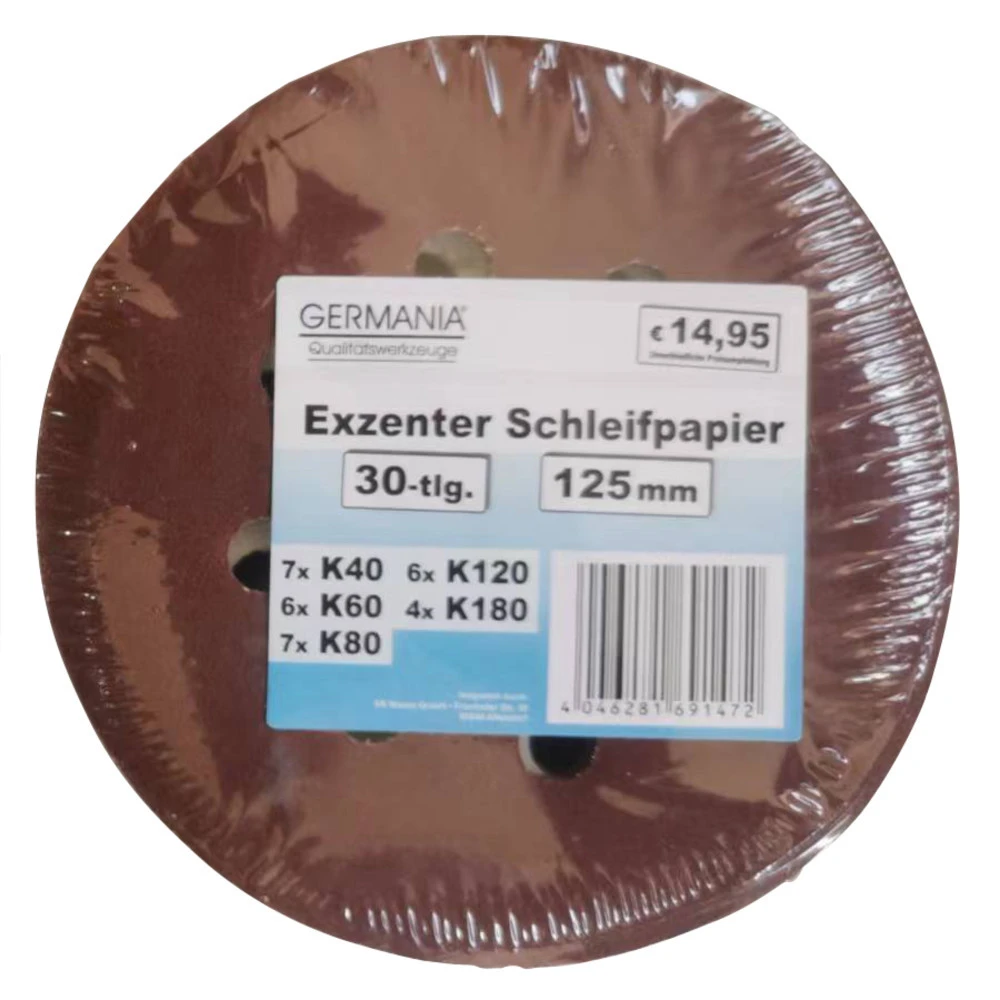 GERMANIA Schleifpapier-Set 30-teilig 125 Mm Von K40-180 Für Exzenterschleifer 1 GERMANIA Schleifpapier-Set 30-teilig 125 Mm Von K40-180 Für Exzenterschleifer